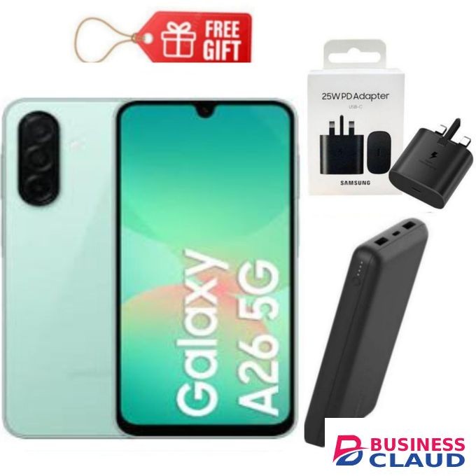 Samsung Galaxy A26 5G, 6.7'' 8GB RAM + 256GB ROM, 50MP, Dual Sim - Mint + Travel Adapter & Power Bank