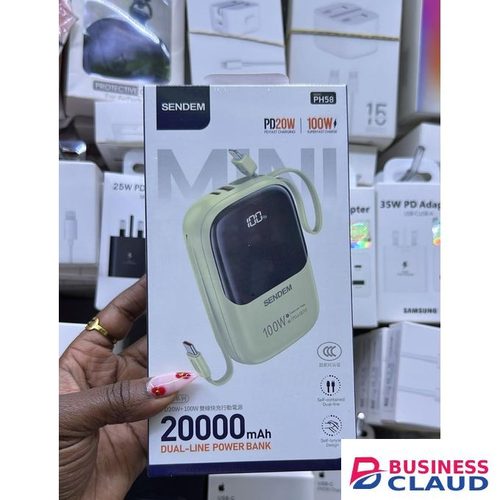 Sendem 20000mAh Power Bank 2 with Dual USB Output, Fast Charging, LED Power Display & Smart Chip Protection – Portable High-Capacity Charger for Smartphones, Tablets & Accessories