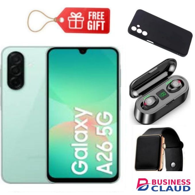 Samsung Galaxy A26 5G, 6.7'' 6GB RAM + 128GB ROM, 50MP -Mint + Led Watch, F9 Earbuds & Phone Cover