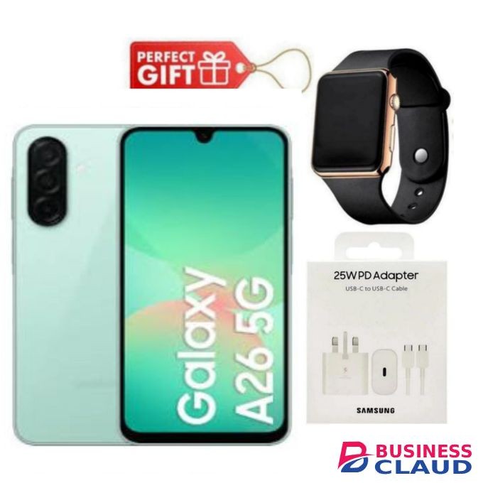 Samsung Galaxy A26 5G, 6.7'' 8GB RAM + 256GB ROM, 50MP, Dual Sim - Mint + Travel Adapter & Led Watch
