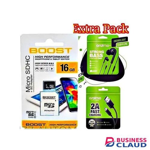 Oraimo BEST STRONG DEEPER BASS EARPHONES // EARPODS // HEADSET FOR ANDROID SMARTPHONES Galaxy A16 // A15 128GB ROM & Button Phones + Memory Card 16GB & FAST CHARGING PORTABLE USB CABLE