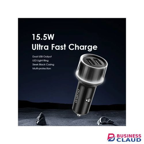 Oraimo Phone Car Dual USB Highway 15 Car Charger delivers 15.5W fast charging with dual USB ports. Compact, durable, and compatible with smartphones, tablets, and more