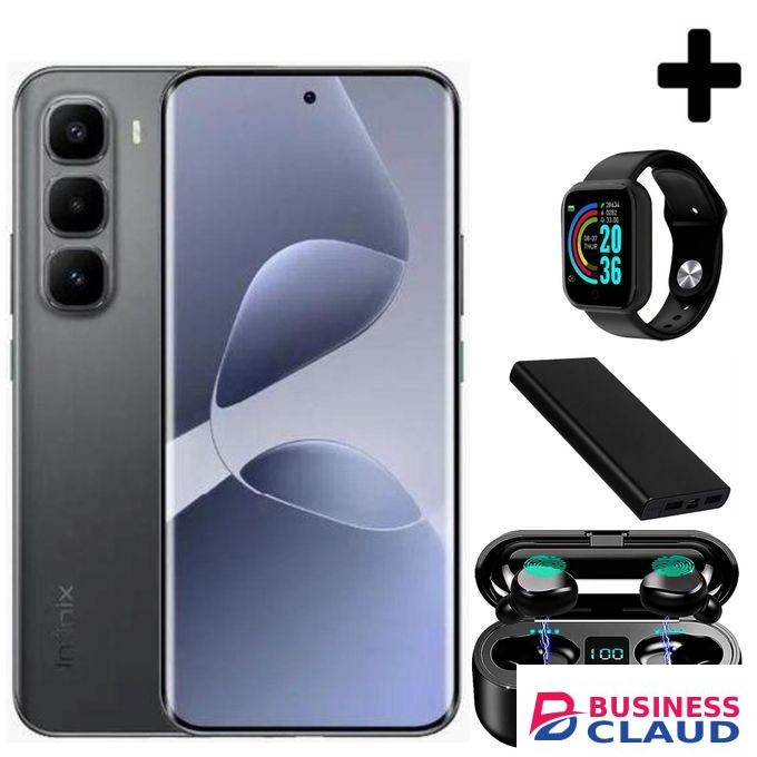 Infinix HOT 60 Pro Plus 6.78'' Inches, AMOLED (Curved Screen) 8GB RAM & 128GB ROM, 5160mAh Battery - Black + Led + Earbuds & Power bank