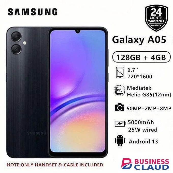 Samsung Galaxy A05 64GB+4GB 50MP Camera 6.7" Android 13 MTK Helio G85 (12nm) 5000mAh 25W Type-C Charge Smart Phones