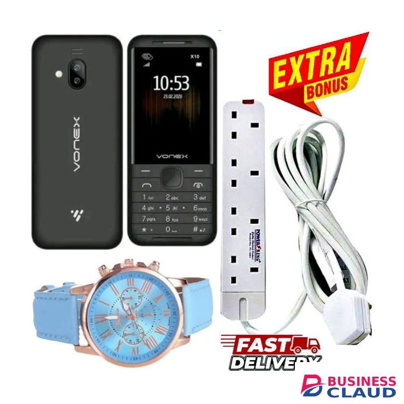 Vonex BEST X10 2/Dual Sim,Button/KABAMBE/KATULULU/MULIKA MWIZI + Charger + FREE WATCH & 4 WAY EXTENSION