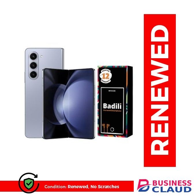 Galaxy Z Fold 5 Android Smartphone – 12GB RAM, 512GB Storage, Foldable AMOLED Display, Snapdragon 8 Gen 2, 5G Smart Phone, 1 Year Warranty - Badili Refurbished - icy Blue