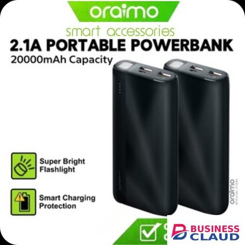 Oraimo BEDT HIGH QUALITY Power Banks 20000mAh Powerbank TypeC Micro USB QC Fast Charging Powerbank LED Display For All Phones Tablets + FREE CHARGING CABLES With SUPER BRIGHT FLASH LIGHT