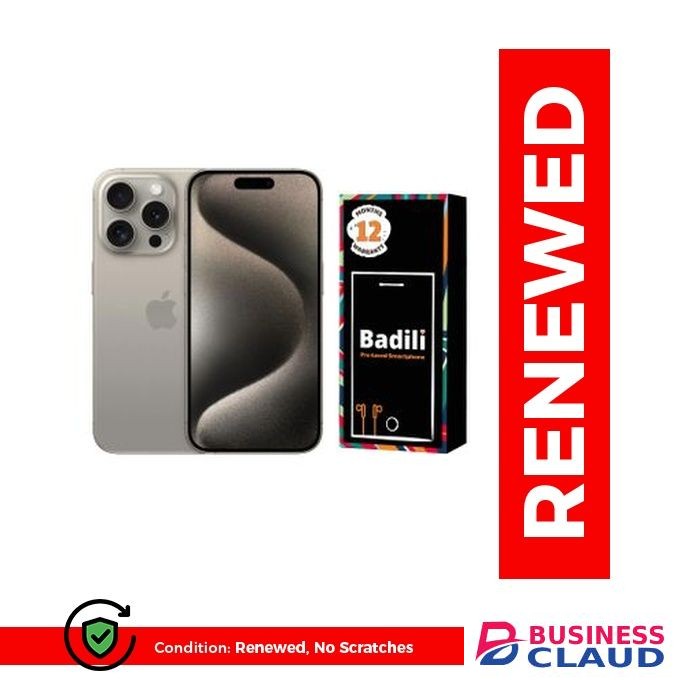 iPhone 15 Pro Max 8GB RAM 256GB – iOS Smartphone, 6.7" Display, 48MP Camera, A17 Pro, 5G- Badili Refurbished -Naural Titanium