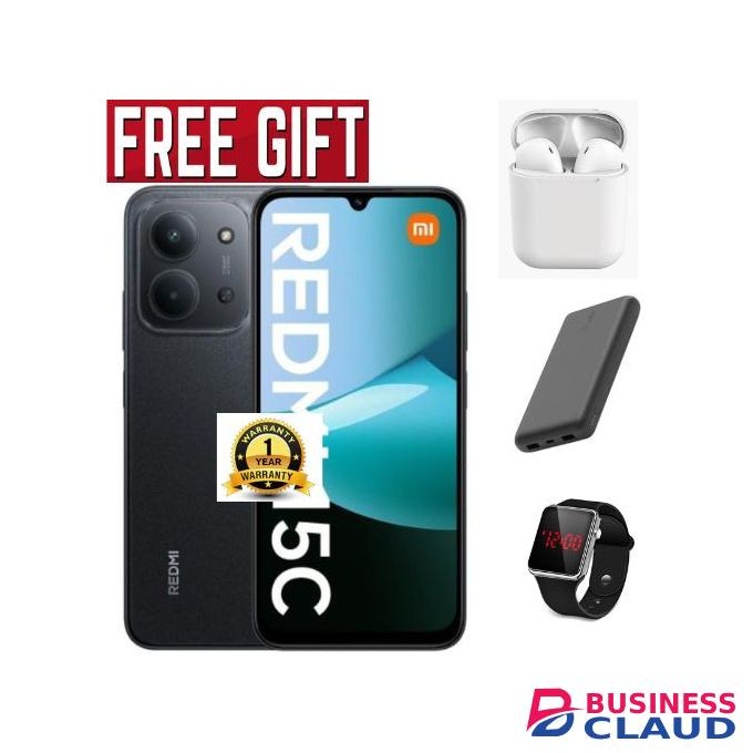 XIAOMI Redmi 15C' 6.88 inches,upto 8GB RAM+128GB ROM,Battery: 5000 mAh- COMES WITH FREE LED WATCH , POWERBANK AND AIRPODS FOR YOU black