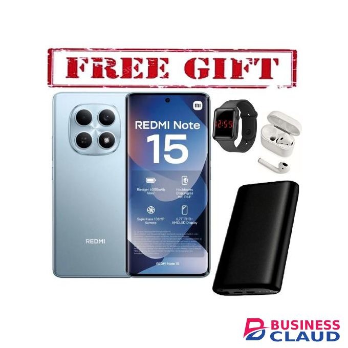 XIAOMI Redmi Note 15, 6.77", 128GB + 6GB RAM (Dual SIM), 5800mAh, IP 68,(2YRs WRTY) -COMES WITH FREE LED WATCH , POWERBANK AND AIRPODS FOR YOU green