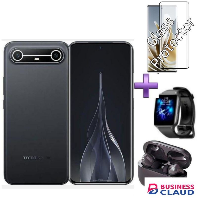 Tecno SPARK SLIM,CURVED SCREEN, UP To 16gb RAM+ 256GBROM(Dual Sim) 50MP, 5160 MAh+ PROTECTOR+WATCH+EARPODS