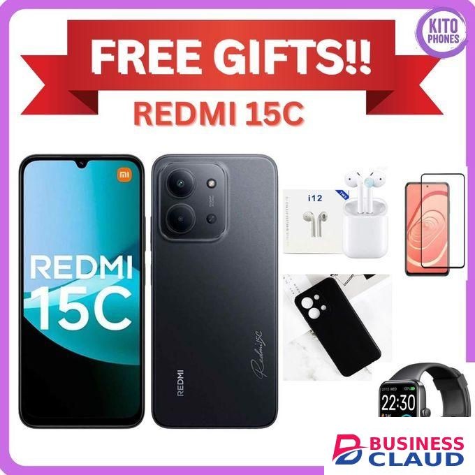 XIAOMI 15C 128GB Storage Upto 8(4+4)GB Ram 6.9'' 50MP Main Cam +8MP front 6000mAh 33W Fast Charger -BLACK(1 YEAR WARRANTY) +FREE COVER +PROTECTOR +SMARTWATCH +AIRPODS