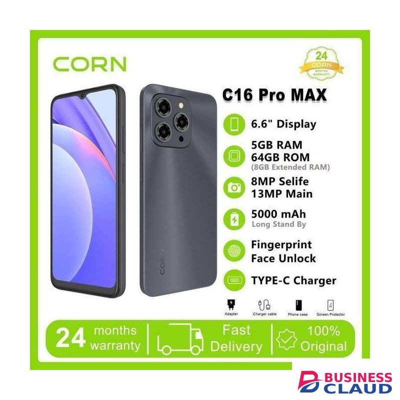 Corn C16 Pro Max 64GB Storage +5(2+3Extended) RamUnlocked Cell Phone, Android 6.6"HD +WATERDROP SCREEN 13MP Main Camera,8mp Front camera 5000mAh Dual SIM