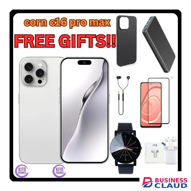 Corn C16 Pro Max 64GB Storage +5(2+3Extended) Ram Unlocked Cell Phone, Android 6.6"HD +WATERDROP SCREEN 13MP Main Camera,8mp Front camera 5000mAh Dual SIM + FREE GIFTS ( SCREEN PROTECTOR,COVER ,EARPHONES,POWERBANK,WATCH.EARPODS,)