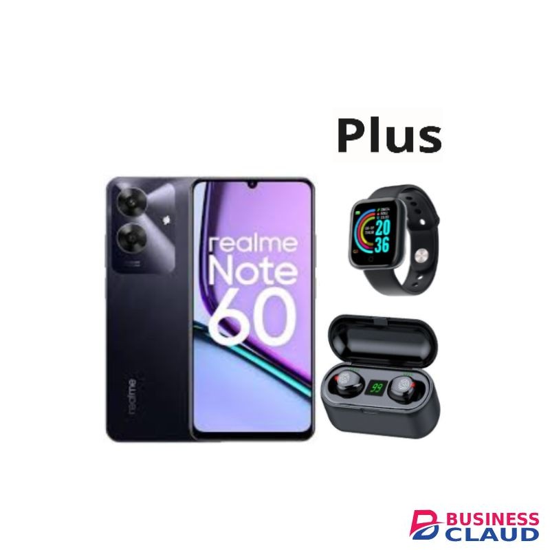 Realme Note 60- 6.74'' Inch, Expandable UpTo 8GB RAM + 128GB, 5000mAh (Dual Sim)-Black+Smartwatch+Earbuds