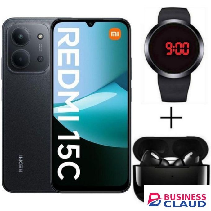XIAOMI Redmi 15C, 6.9', 4GB RAM Up to 8GB Extended RAM + 128GB Storage, 6000 mAh - Gray + FREE AMAZING GIFTS