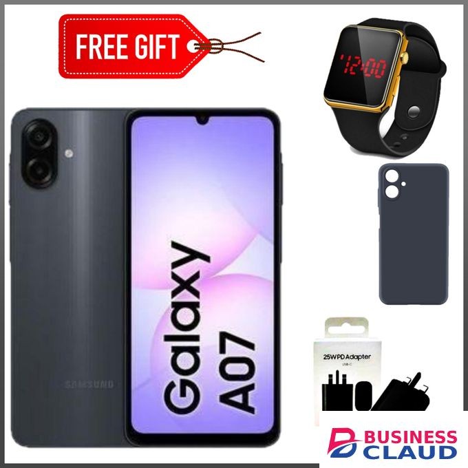 Samsung Galaxy A07, 6.7'' Display, 4GB RAM + 128GB ROM (Dual Sim) 50MP Camera, 5000mAh - Black+lapel