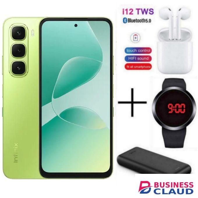Infinix Hot 60i', 6.7'', 8GB RAM + 256GB ROM, Dual SIM, 5160 MAh, 50MP - Green + Free Gifts