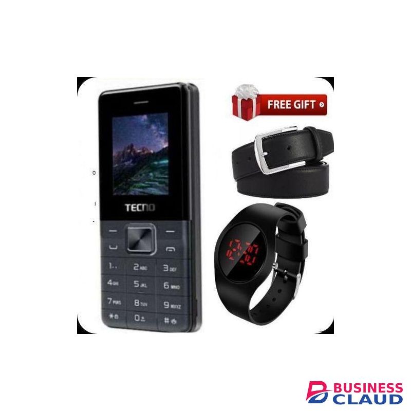 Tecno BEST LONG LASTING BATTERY SMALL PHONE // BUTTON PHONE // T301 2/Dual Sim,Button/KABAMBE/KATULULU/MULIKA MWIZI + FREE WATCH AND BELT