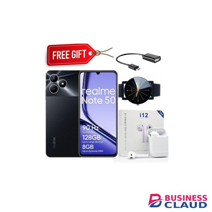 Realme Note 50 6.74" 128GB ROM+ 4GB (Expandable to 8GB RAM) 5000mAh (Dual sim) - Black + Free Gifts