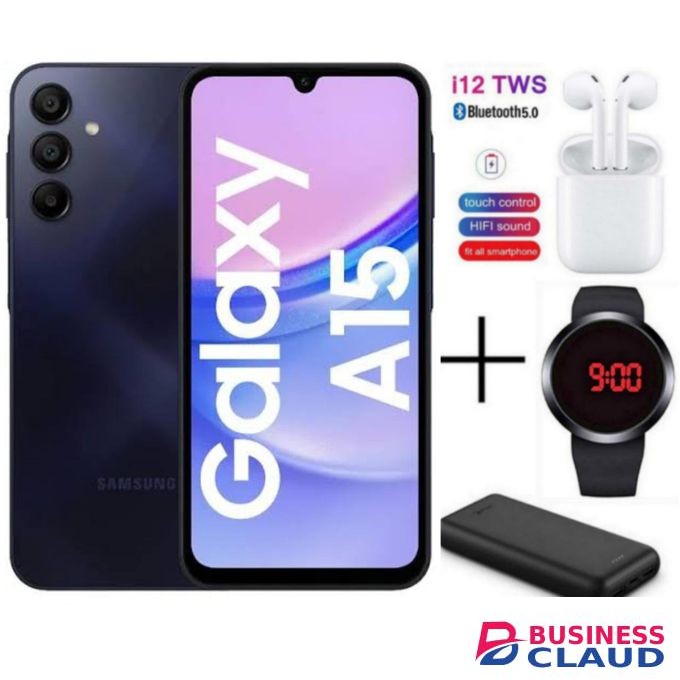 Samsung GALAXY A15, 6.5'' , 6GB RAM + 128GB ROM, (Dual Sim), 50MP, 5000mAh - Black + Free Gifts