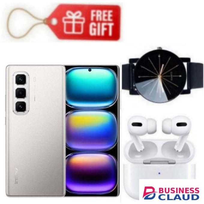 Infinix Hot 50 Pro Plus, AMOLED Curved Screen Display 6.78'', (8GB+ 8GB)RAM+256GBROM ,5000 MAh-Dual SIM 4G, 50MP , Grey+ Watch & Airpods