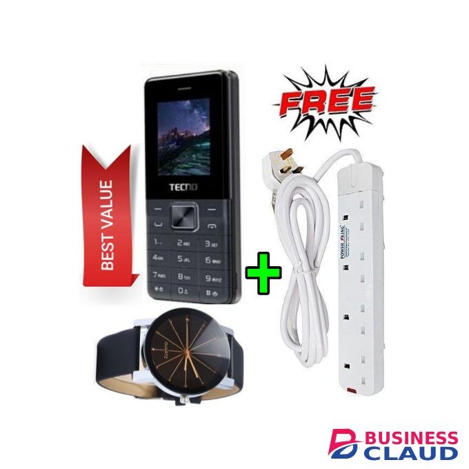 Tecno T301 2/Dual Sim,Button/KABAMBE/KATULULU/MULIKA MWIZI + Free 4 Way Power Extension & Watch