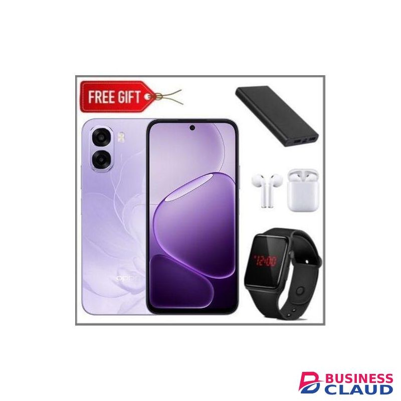 Oppo A6X 6.75'' Display, 128GB ROM + 4GB RAM, 6500mAh 50MP Camera (Dual SIM) - Plum Purple (2 Years Warranty) + Led Watch, Earpods & Power bank