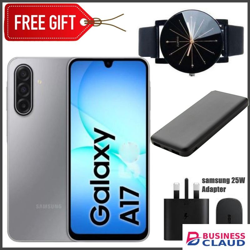 Samsung Galaxy A17, 6.7'' HD+ Display, 6GB RAM + 128GB Storage (Dual Sim), 50MP Camera, 5000mAh Battery - Gray+Web Watch+Power Bank+Adapter