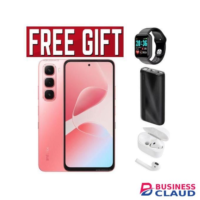Infinix Hot 60i 4G"6.7-inch, 8GB RAM+256GB ROM' Battery: 5160mAh COMES WITH FREE GIFTS ( AIRPODS + SMART WATCH +POWERBANK ) FOR YOU red