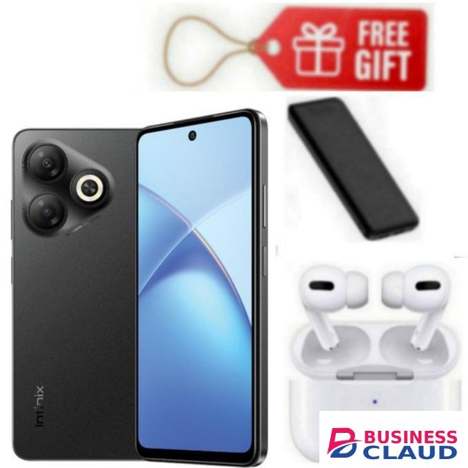 Infinix SMART 10HD 6.6" DISPLAY 64GB + 2GB RAM (UPTO 4GB RAM) -DUAL SIM 4G 13MP CAMERA, 5000MAH, BLACK + AIRPODS & P. BANK