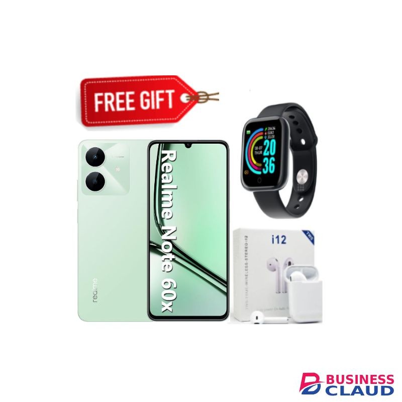 Realme Note 60X 6.74" 128GB ROM+ 4GB Battery,5000mAh (Dual Sim)-Green+Smartwatch+Earpos