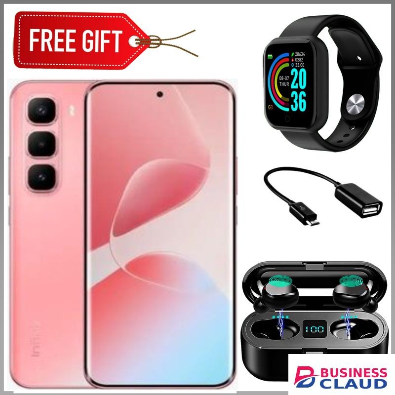 Infinix HOT 60 Pro+ 6.78'' Inches, AMOLED (Curved Screen) Up to 16GB RAM & 256GB ROM, 5160mAh Battery - Misty Violet+Smartwatch+otgcable+Earbuds