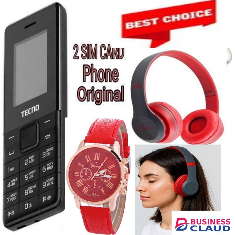 Tecno GOOD SMALL PHONE // T301 2/Dual Sim,Button/KABAMBE/KATULULU/MULIKA MWIZI + P47 HEADPHONE AND WATCH