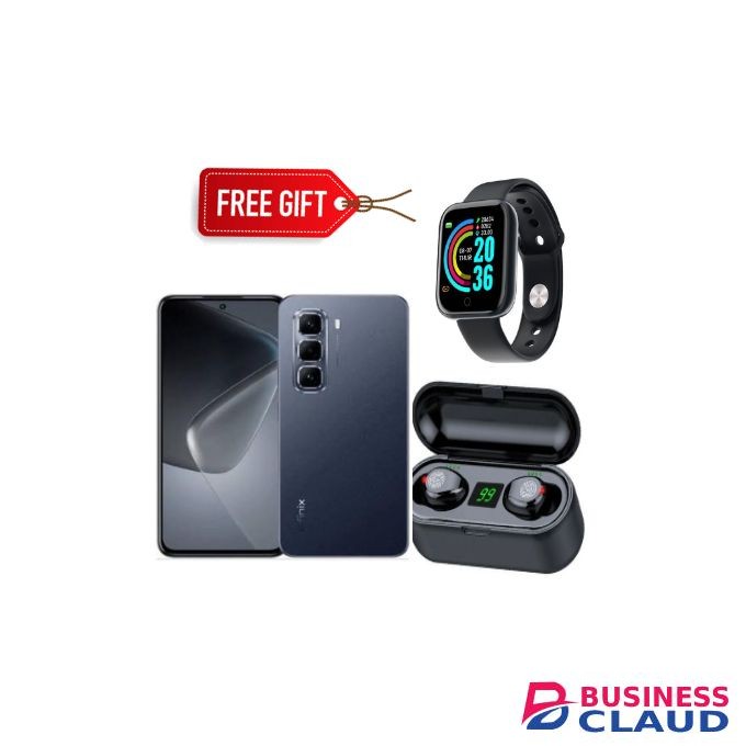 Infinix Hot 50 Pro Plus' 6.78 inches"(8+8)16GB RAM+256GB ROM' 5,000 mAh" Dual SIM-Black+Smartwatch&Earpods