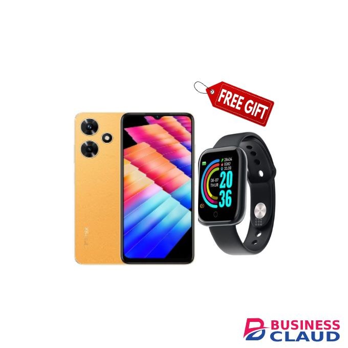 Infinix Hot 30i, Display 6.56'' Display, 4GB RAM + 128GB ROM,13MP Camera, 5000mAh - Mari Gold + Smart Watch