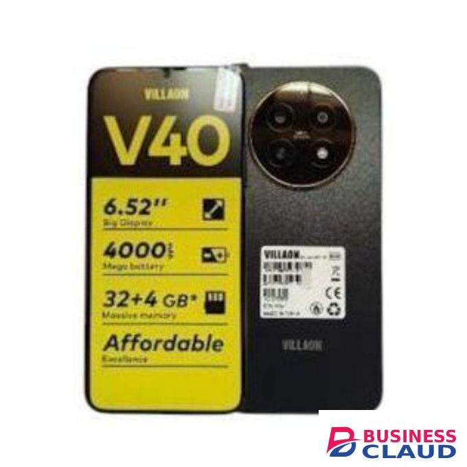 VILLAON V40 6.52", 32GB ROM/4GB RAM, 4000mAh, Side Fingerprint -5Mp + 8Mp, Type C - Black