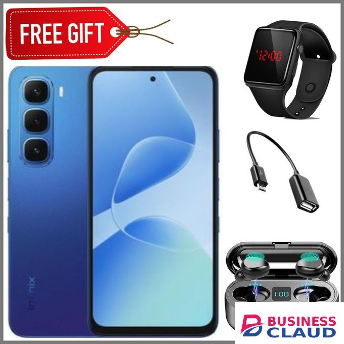 Infinix Hot 60i 4G"6.7-inch, 8GB RAM+256GB ROM' Battery: 5160mAh+LEDwatch+Otg cable+Earbuds