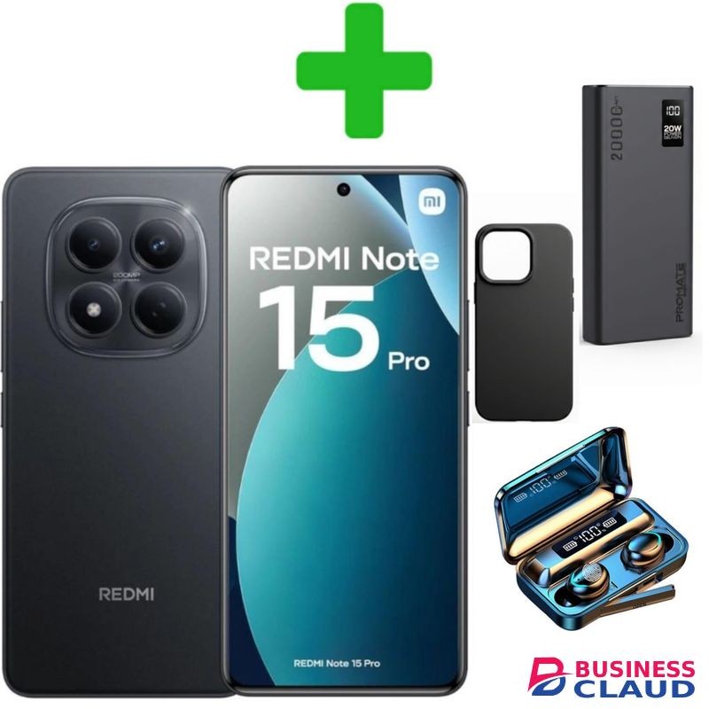 XIAOMI Redmi Note 15 Pro, 6.83" AMOLED, 512GB + 12GB RAM (Dual SIM), 200MP Ultimate clarity camera, 6500mAh Battrey Multi-Directional PDAF+COVER,POWER BNK,F9