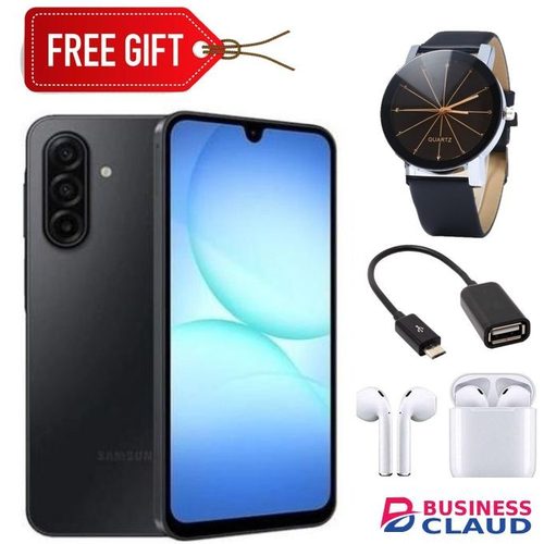 Samsung Galaxy A17, 6.7'' HD+ Display, 4GB RAM + 128GB Storage (Dual Sim), 50MP Camera, 5000mAh Battery - Black + LED Watch + Otg cable & Earpods