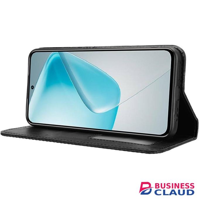 Infinix Hot 50 Pro+ (Hot 50 Pro Plus) Phone Case, Wallet-Style Black Retro Leather Flip Cover with All-Round Protection