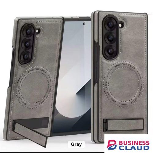 Samsung Galaxy Z Fold 6 Phone Case, Black Premium Ultra-Protection Leather Magnetic MagSafe Case, Executive Edition Cover
