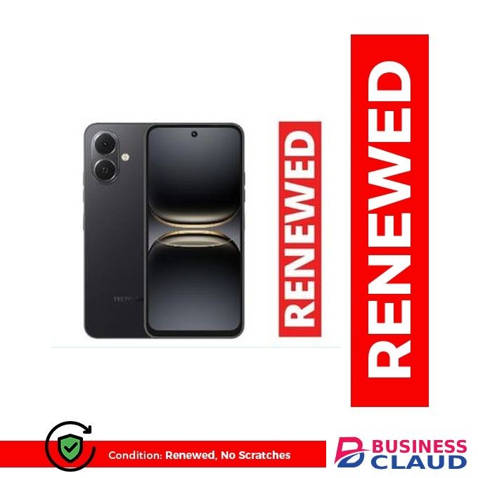 Pop 10, 6.67" 120Hz Display, 13MP AI Dual Flash Camera, 5000mAh Battery, 64GB ROM + 3GB RAM (+3GB Extended), Dual SIM (4.5G LTE), Black – Refurbished.