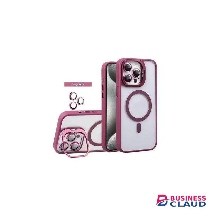 Apple iPhone 14 Pro Max Case, Premium Magnetic Case with Camera Lens Protection, Kickstand, and MagSafe Compatibility Clear Acrylic & TPU Hybrid Stylish Wine Maroon Edition Phone Cover