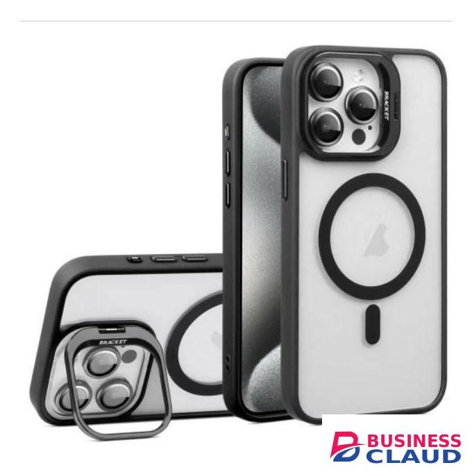 Apple iPhone 16 Pro Max Case, Premium Magnetic Case with Camera Lens Protection, Kickstand, and MagSafe Compatibility Clear Acrylic & TPU Hybrid Stylish Classic Black Edition Phone Cover