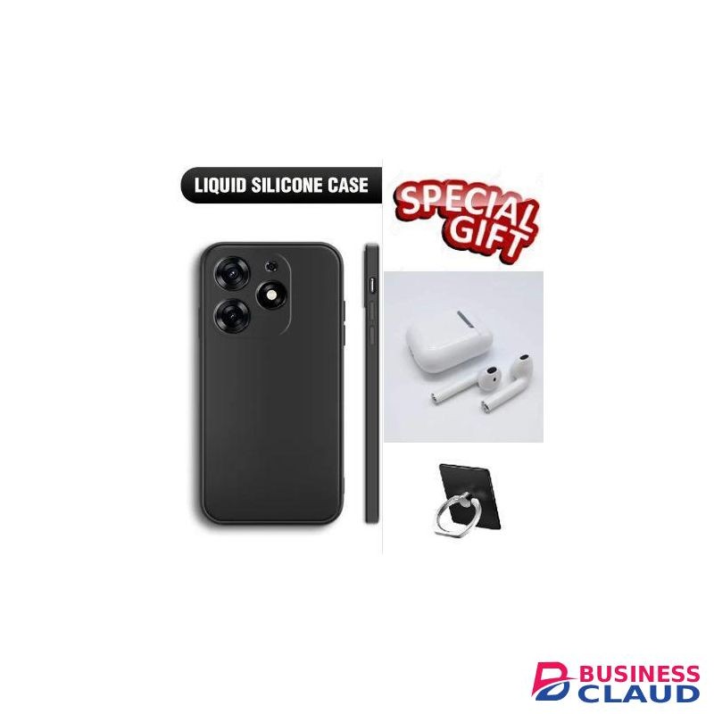 INFINIX HOT 40i Solid Color Silicone Soft Phone Cover Case + Earbuds + Phone Ring. .