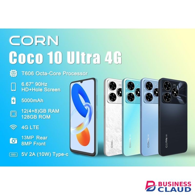 Corn Coco 10 Ultra 4G, 6.8", 128 GB ROM, 12GB(4+8 Extended)RAM, 5000mAh - Black (1YR WRTY).