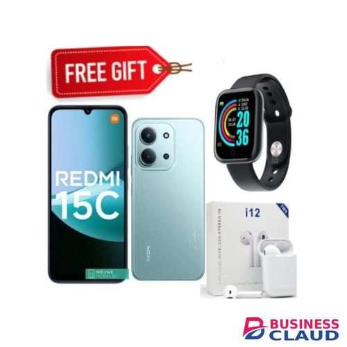XIAOMI Redmi 15C, 6.9', Up to 16GB Extended RAM + 256GB Storage, 6000 mAh (Dual Sim) 1 Year warranty - Green+ Smart watch & Earpods