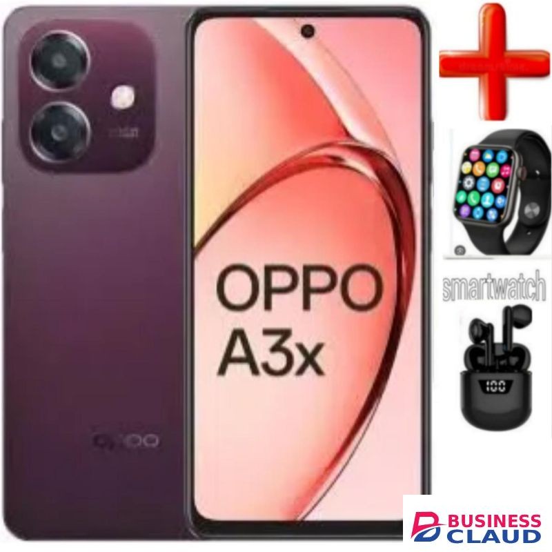 Oppo A3x 6.67-inch' 128GBROM 4GB RAM"Battery: 5100mAh"Dual SIM+SMARTWATCH+EARPODS..LII