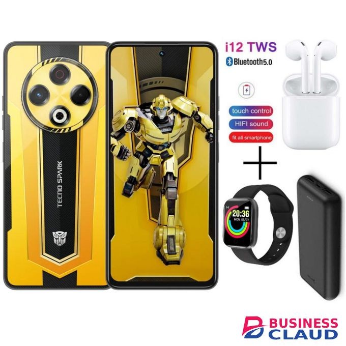 Tecno Spark 30, 6.78'', UP to 16GB RAM-8GB RAM*(+8GB Extended RAM + 256GB ROM, 64MP, (4G Dual SIM), 5000mAh - Bumblebee